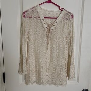 Elegant Cream Lace Women's Top